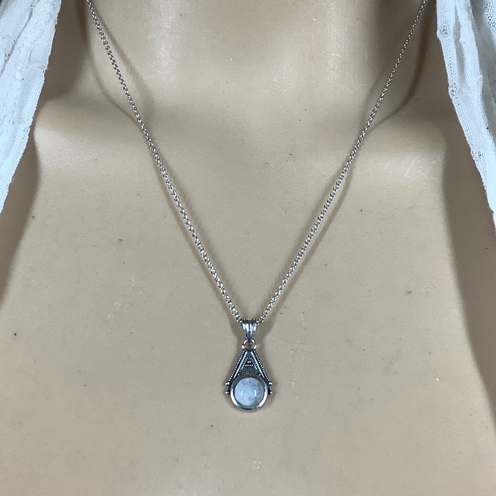 🌸 MOONSTONE NECKLACE NATURAL TEARDROP BOHO CHIC REAL CHAIN BOHEMIAN PENDANT - Picture 12 of 15